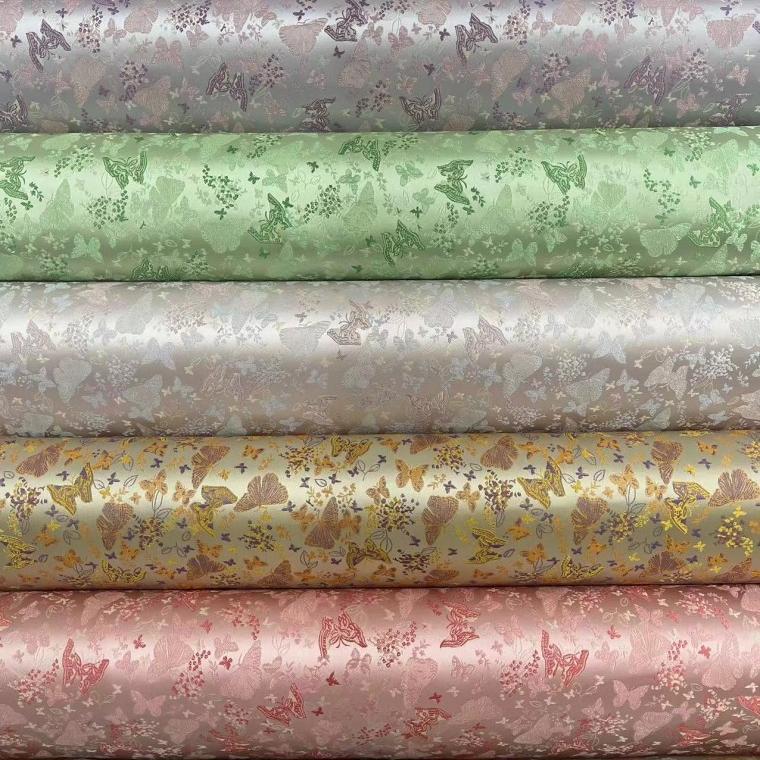 High Precision Butterfly Yarn-dyed Large Jacquard All Polyester Song Brocade Brocade Vest Cotton-padded Jacket New Chinese Style Top Fabric Fabric