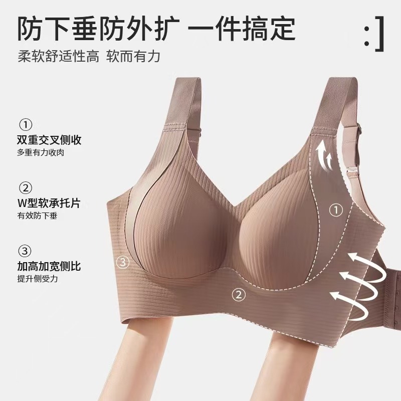 Cross-border New Year Red Soft Support plus size Traceless Underwear Women's Full Cup Adjustable Large Chest Shown Small Para Breast Bra
