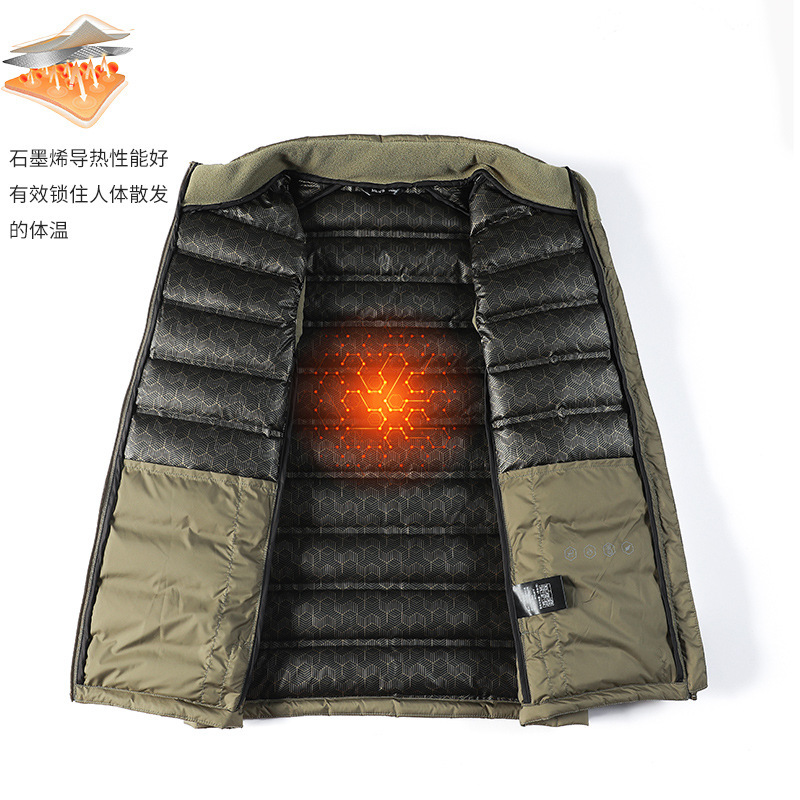 2024 Autumn and Winter New Men's and Women's Couple's Down Vest 90 Duck Down Graphene Middle-aged and Elderly Lightweight Warm Vest