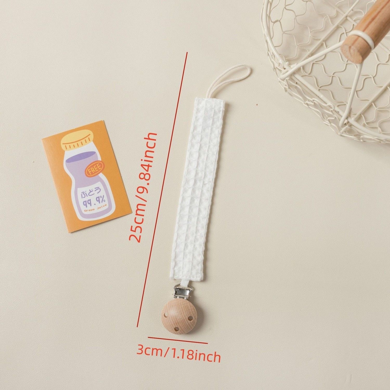 Ins Baby Pure Cotton Waffle Pacifier Chain Baby Teether Toy Anti-Falling Rope Buckle Beech Clip Pendant