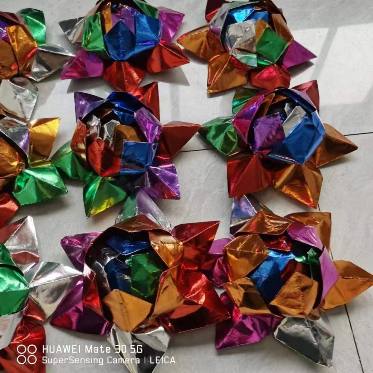 Buddhist Supplies Handmade Folding Nine-Grade Colorful Small Lotus Flower Diameter 18cm Finished Product Delivery Colorful Seven Colors