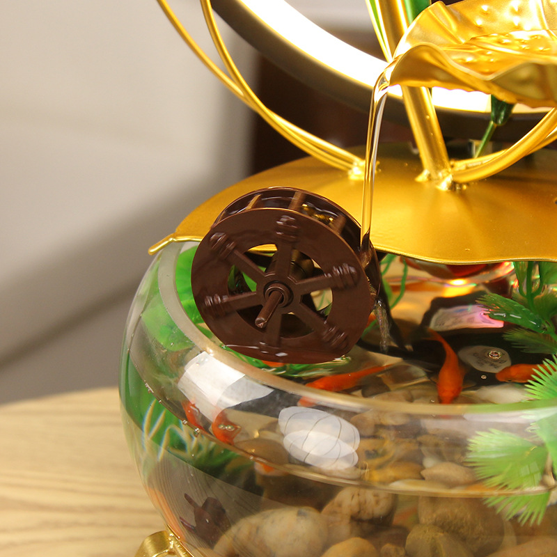 Live explosion desktop home glass fish tank running water ornaments office living room porch landscape fountain decorations