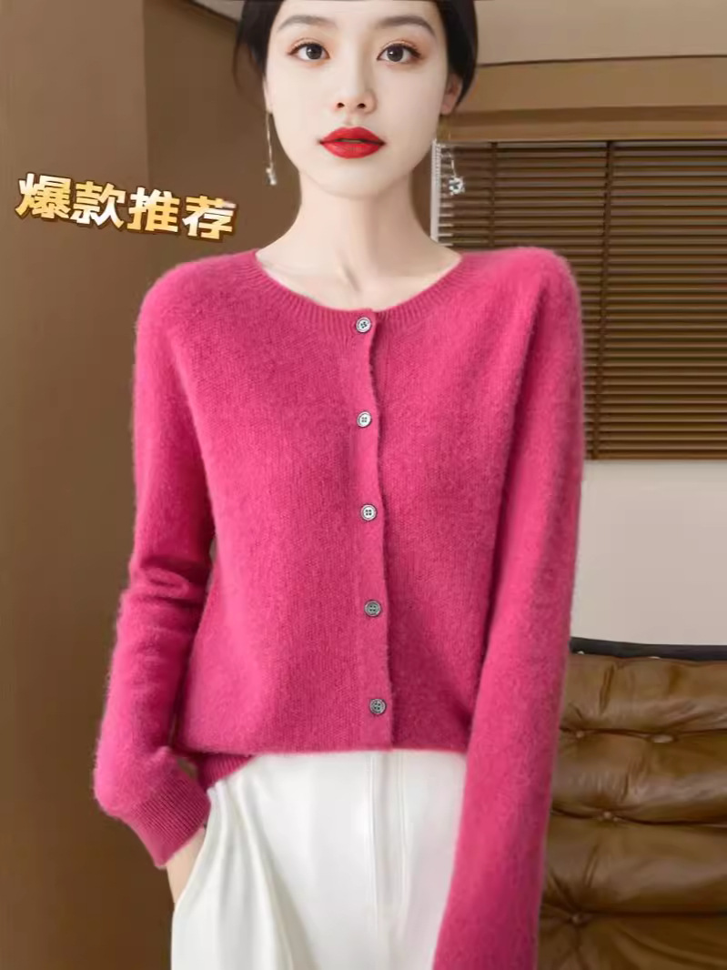 Кардиган готовой одежды для женщин, трикотаж Османтус, свободный кардиган с круглым вырезом, верхняя одежда