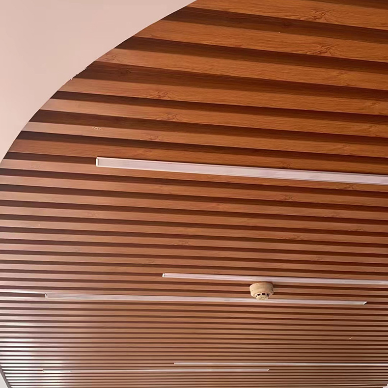 Aluminum Square Pass Office Decorative Aluminum Grille U-Shaped Groove Aluminum Square Pass Shopping Mall Supermarket Corridor U-Shaped Wood Grain Iron Square Pass