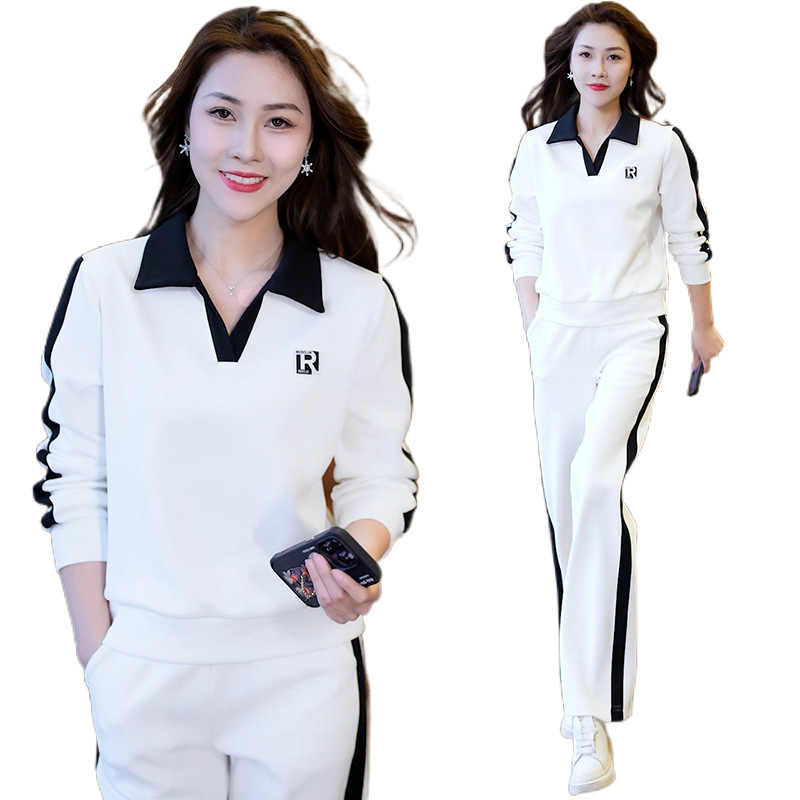 Tide brand casual suit ladies 2023 new spring and autumn temperament fashion western style explosions age-reducing sportswear two-piece set