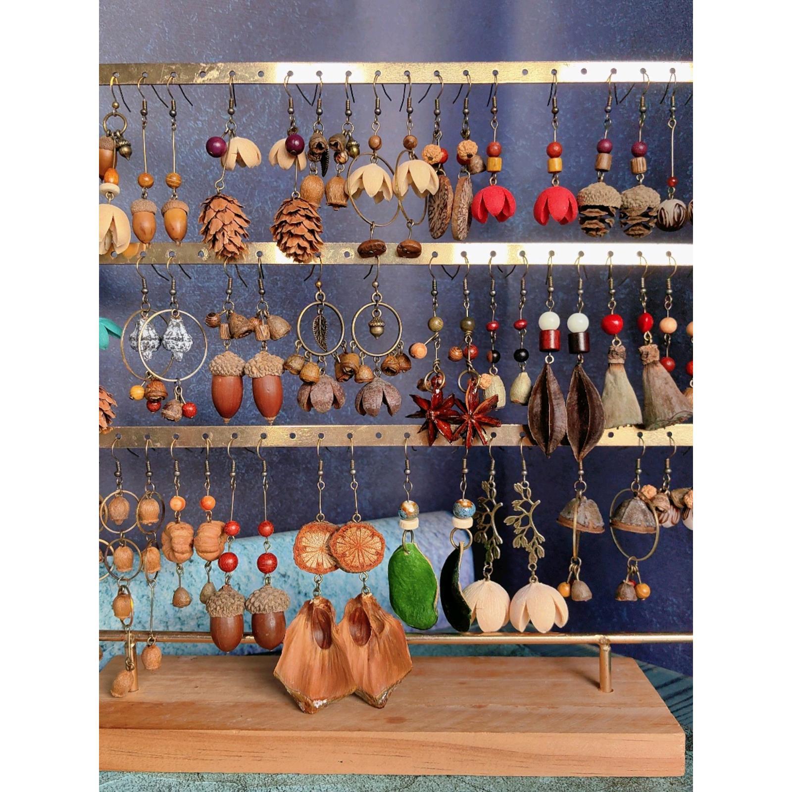 В наличии, серьги из сушеных фруктов, натуральные, ручной работы, традиционная китайская медицина, винтажные, художественные, этнические серьги с ушными крючками для женщин