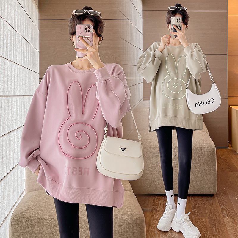 Одежда для беременных, осень, вышивка, свободный свитер