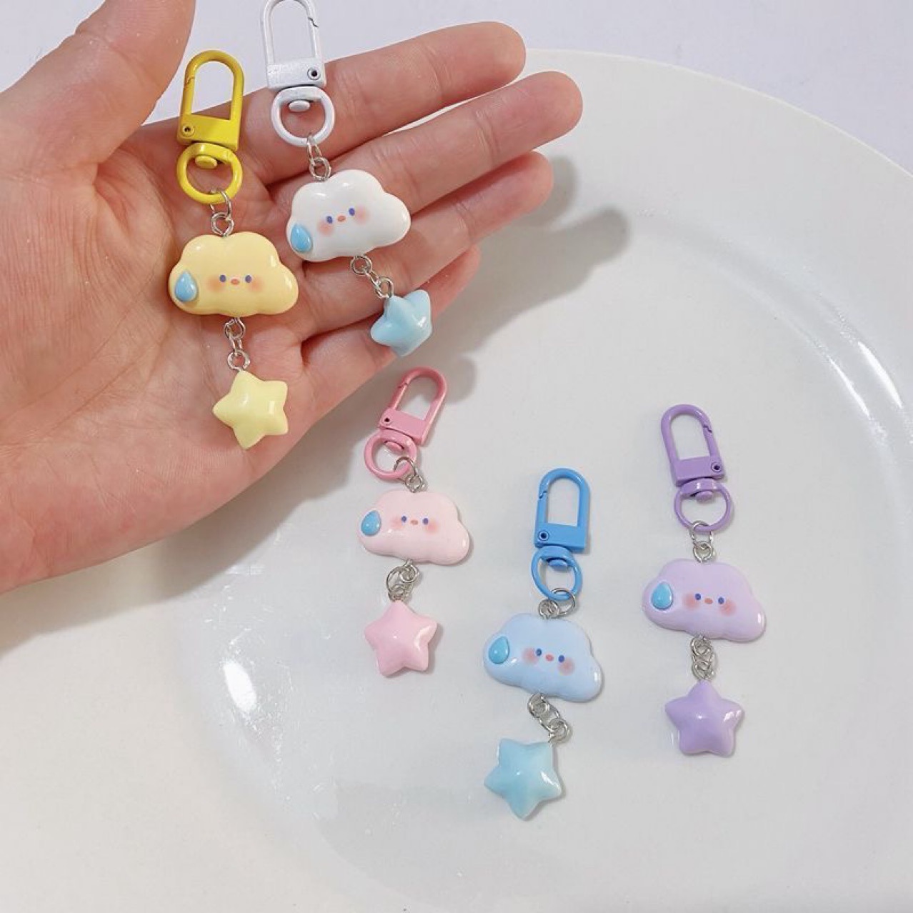 New Cloud Star Keychain Funny Speechless Cloud Pendant Girl Heart Cartoon Backpack Student Bag Pendant