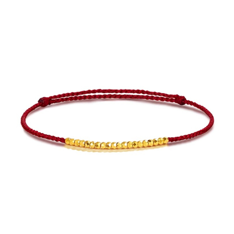 Pure Gold Gold Bouncy Bead Bracelet Pure Gold 999 Flash Broken Gold Necklace Women's Transfer Beads Fine Glitter Gold Bead Bracelet