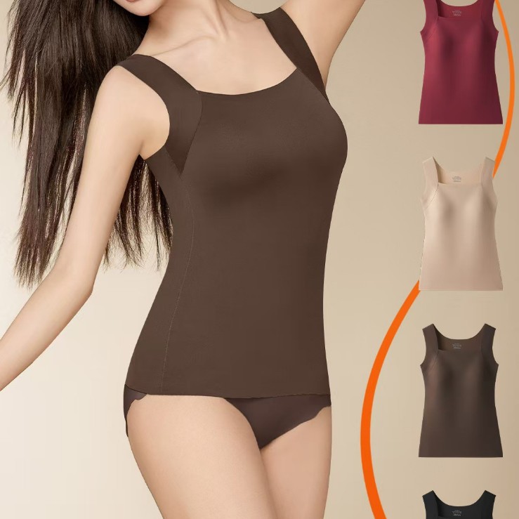 Популярная бесшовная термальная майка для женщин с квадратным вырезом и чашечками