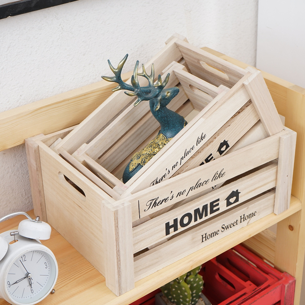 Old wooden box wooden box rectangular supermarket fruit storage box vintage wooden box wedding display decorative wooden basket box