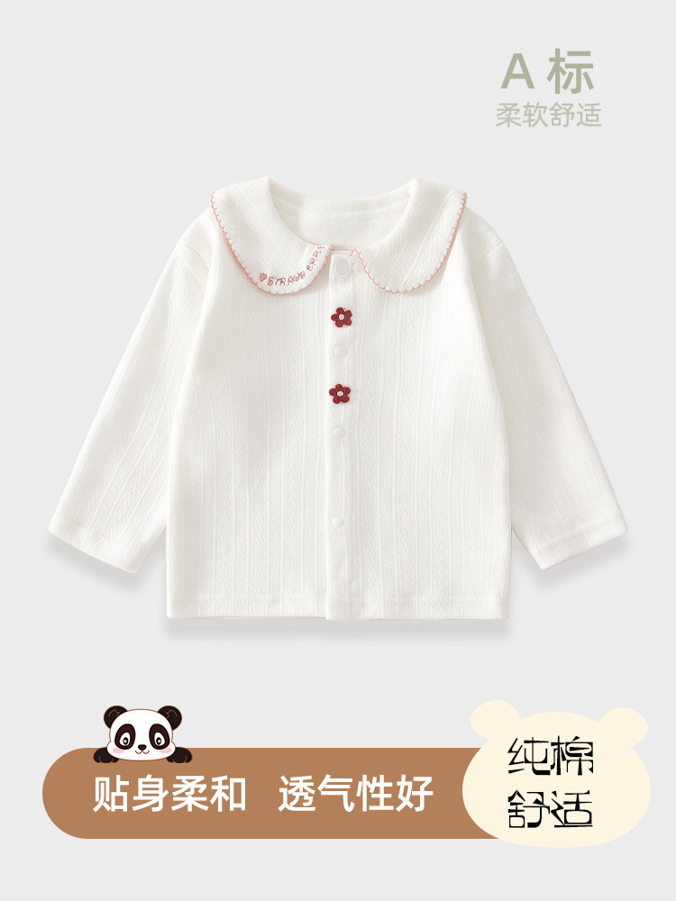 Кардиган для новорожденных, осенние вещи, базовая футболка, без косточек, хлопковое нижнее белье