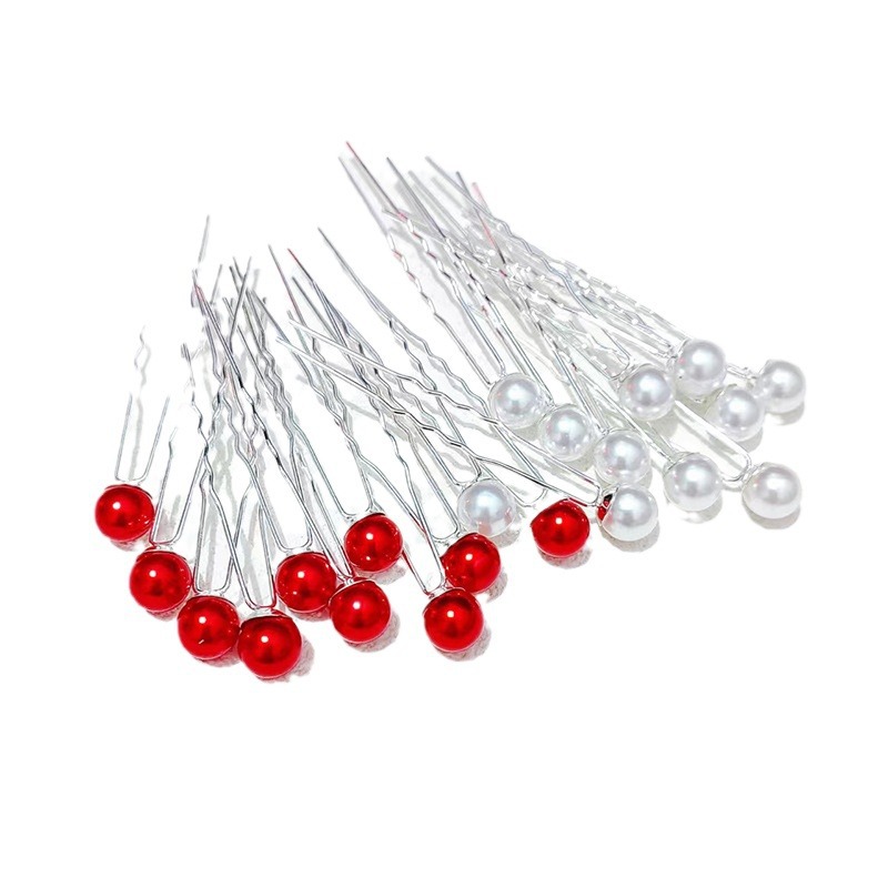 Super Immortal Korean Bride Headwear Disc Hair Clasp Pearl U-shaped Clip Hair Fork Pin Wedding Yarn Accessories Simple All-match