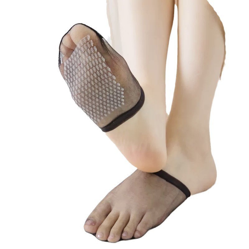 Half-cut socks women's forefoot shallow-cut boat socks women's invisible crystal stockings summer thin single shoes half palm socks wholesale