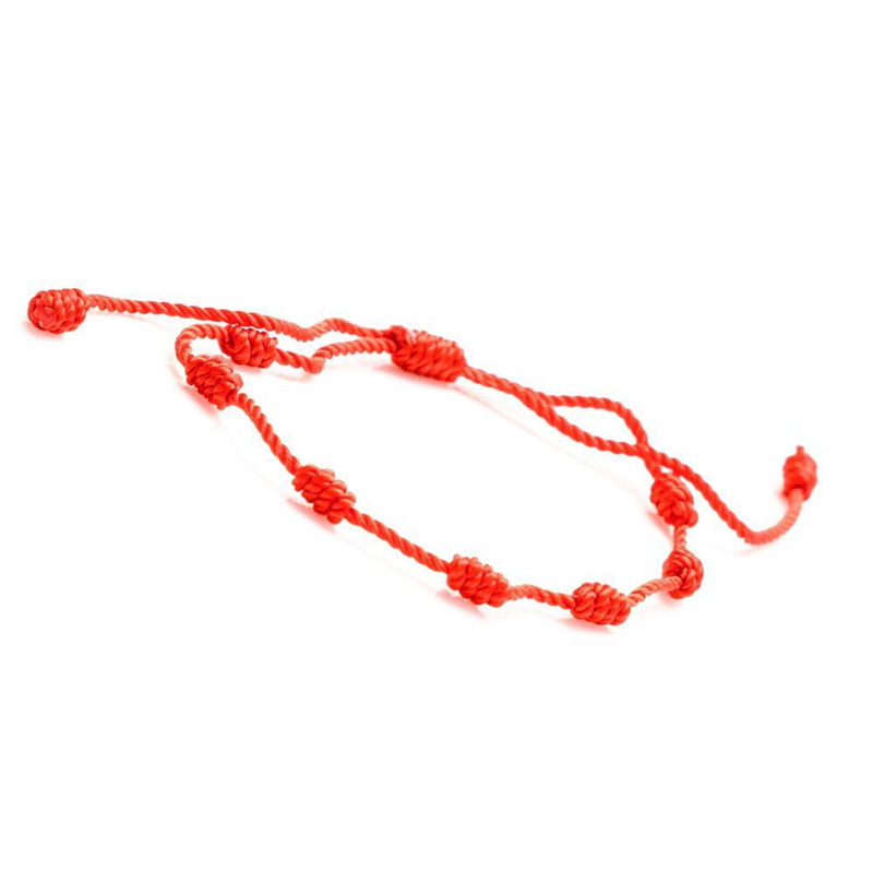 Spot cross-border hot not easy to fade red and black two-color handmade Peruvian knot woven seven-section red rope bracelet woven hand