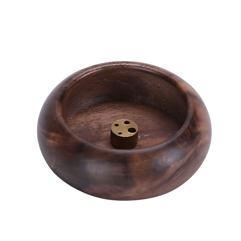 Rosewood Porous Incense Bowl Mini Small Incense Insert Line Incense Stand Household Round Aquilaria Vertical Ebony Solid Wood Incense Burner