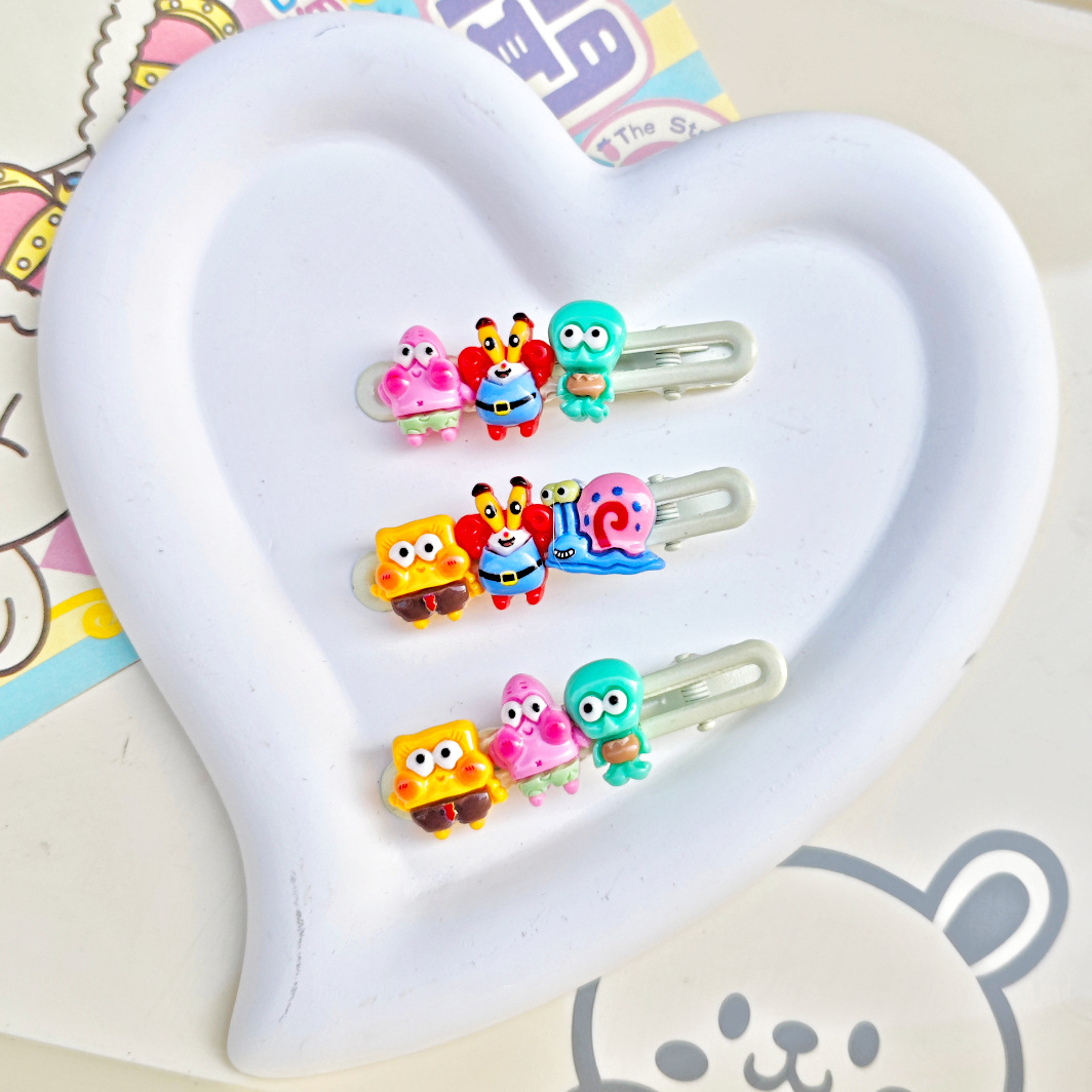 Sponge Baby hairpin female left Sea clip broken hair Star Pie star side clip dopamine student cute girl heart