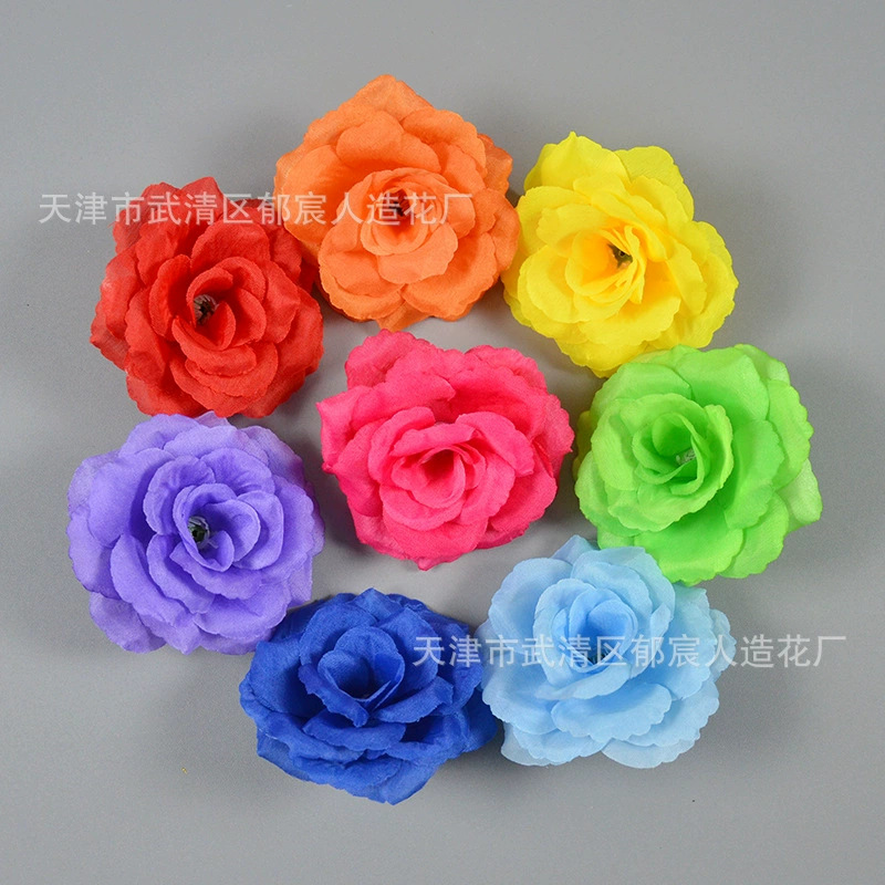 Simulation rose flower wholesale wedding flower wall landscape green plant flower arrangement Halloween headdress rose silk cloth flower fake flower