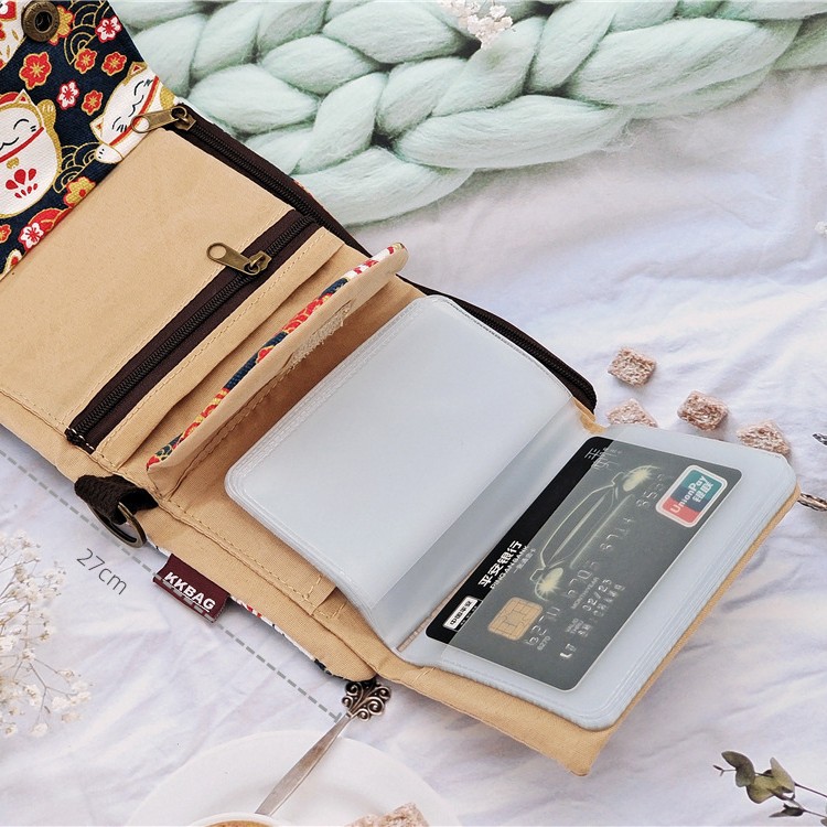 Creative Cartoon Print 70% off Denim Canvas Wallet Casual Canvas Card Holder Key Bag for Men and Women