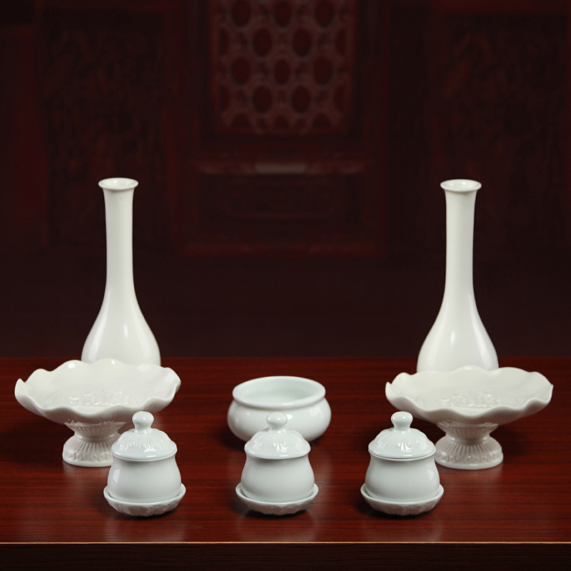 Buddha Vase Jade Clean Bottle Ceramic Guanyin Vase Flower-arranging Mannan Bodhisattva Clean Water Bodhisattva Clean Water Bottle White Porcelain Clean Water Bottle Before Buddha