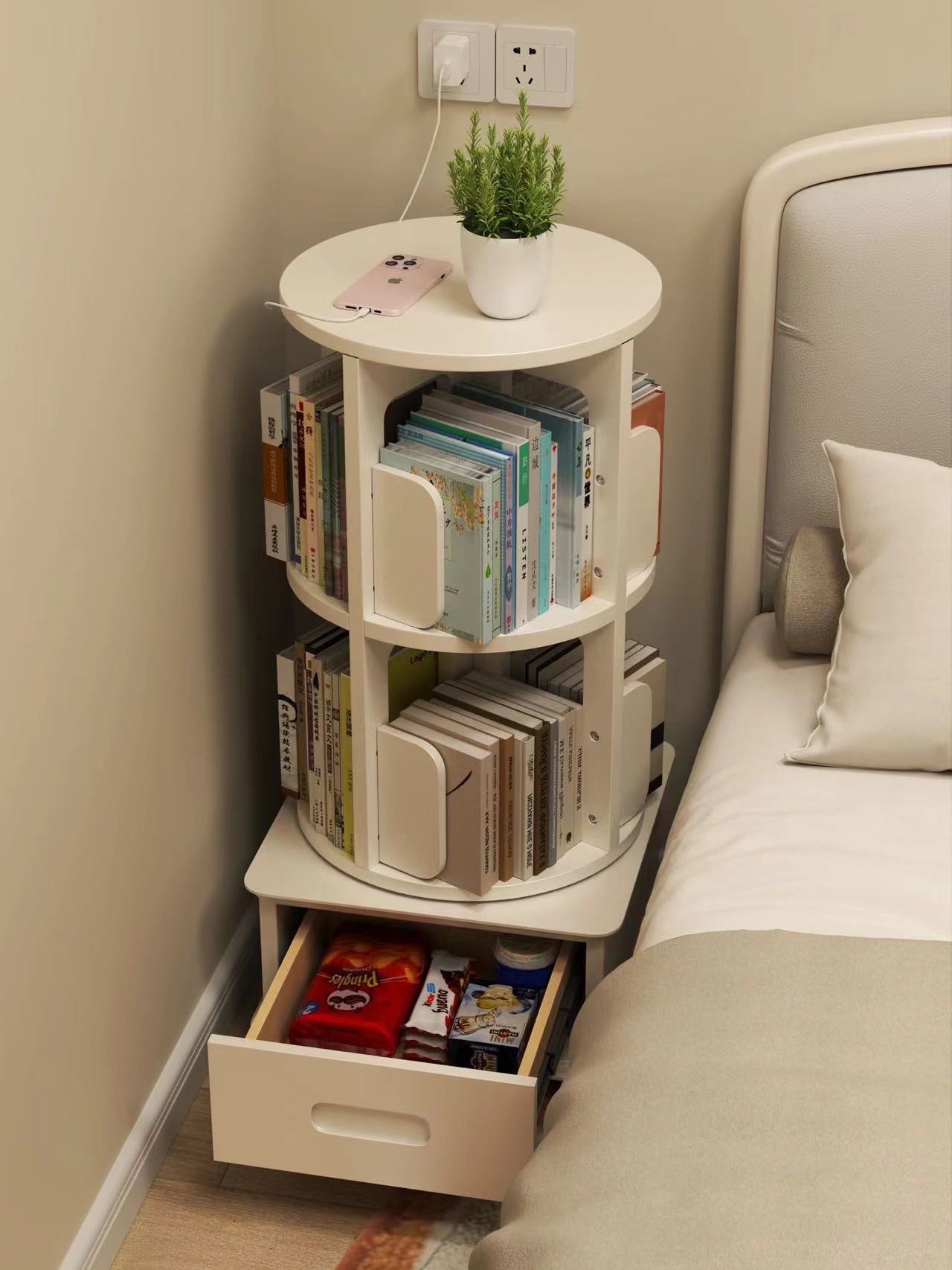 Крутящаяся книжная полка 360 градусов простой стеллаж для хранения книг настольный декоративный напольный шкаф для чтения