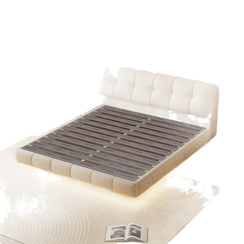 Soft Backrest, Not Tired after Sitting for a Long Time, New Cream Style Bedroom Furniture Set, Suspended Double Bed. Master Bedroom Large Bed