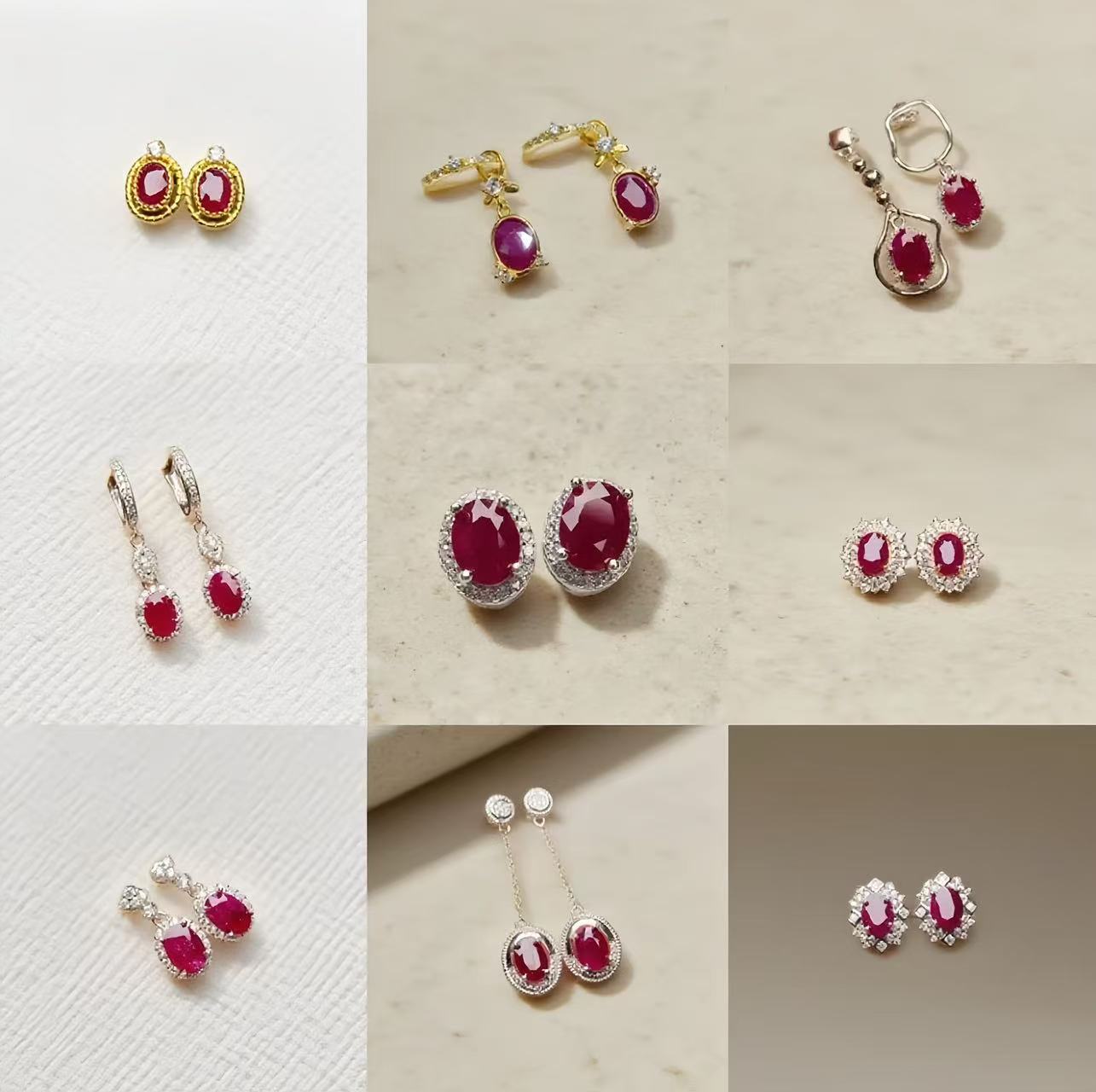 Amazon кросс-бордерные натуральные рубиновые серьги S925 серебро, нишевые, высококачественные 5*7, оптовая продажа от фабрики