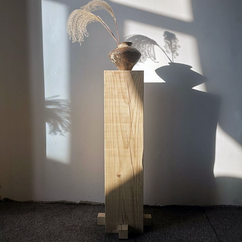 Wabi-Sabi Style Log Square Solid Wood Pier Flower Stand Wood Tree Stump Wooden Pile Base B&B Living Room Retro Designer