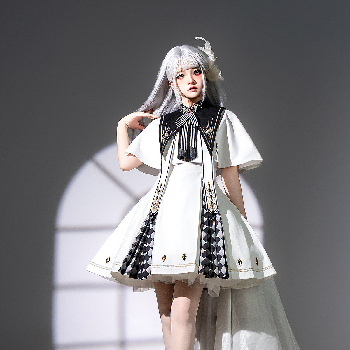 Bear Fun Sauce Original Real Eyes Lolita Female Lolita Fake Collar Cloak Slip Skirt Daily suit 7284