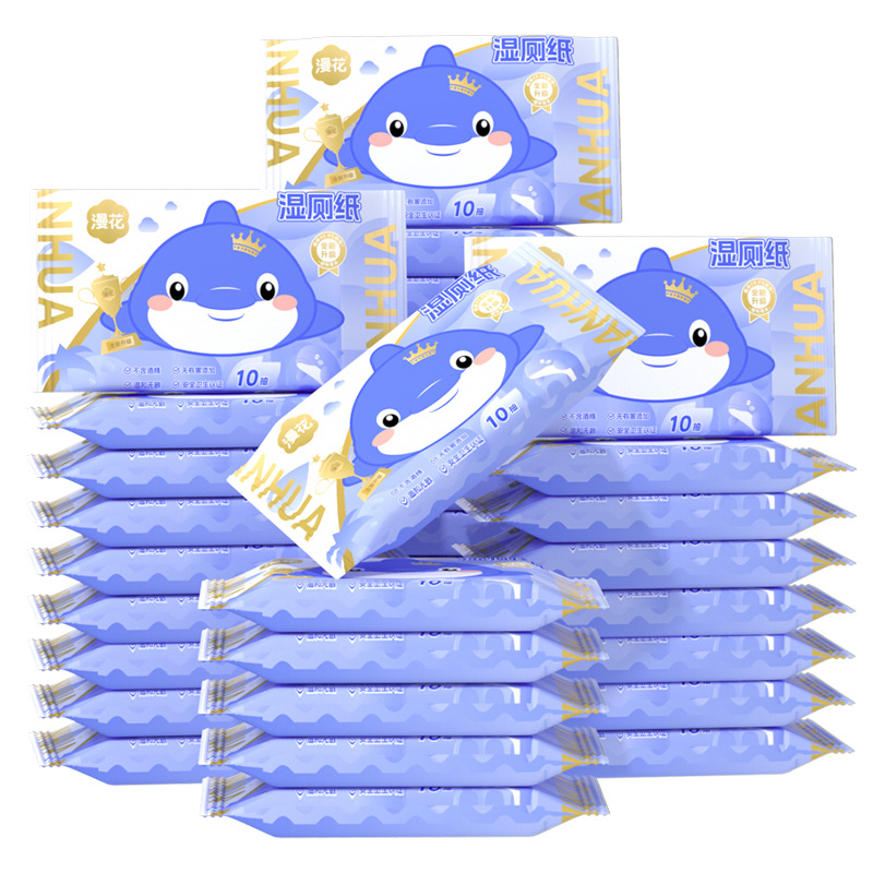 Flower Wet Toilet Paper Portable 10 Piece Pack Cleaning Wet Tissue Paper Thickened Dispellable Sanitary Wet Tissue Paper for Hair
