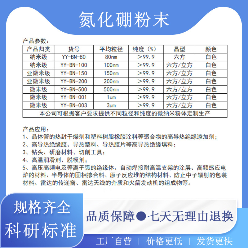 Scientific Research High Purity Boron Nitride BN Lubrication Hexagonal Thermal Conductive Boron Nitride Powder High Purity Ultrafine Nano Boron Nitride Powder