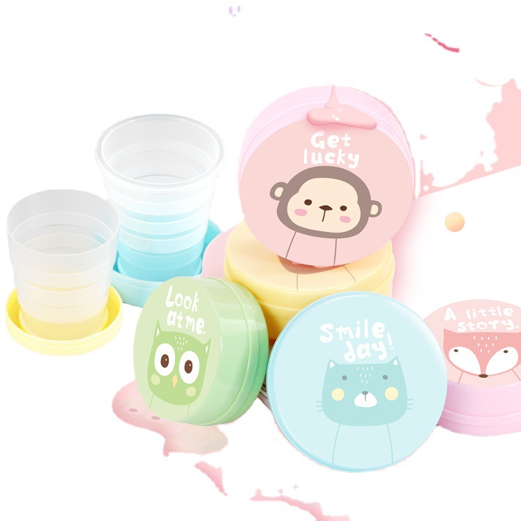 Travel Folding Cup Cartoon Creative Compression Cup Portable Gargle Cup Outdoor Foldable Retractable Cup Drinking Cup