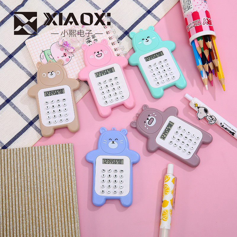 Factory Direct supply mini calculator cartoon cute bear calculator student mini portable small calculator