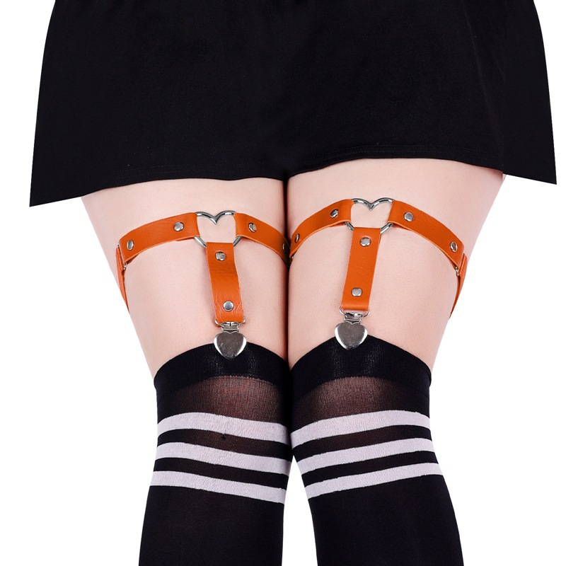 European and American Cross-border Punk Harajuku Personalized Heart-shaped Leather Handmade Simple Punk Hip-hop Leg Ring Foot Ring Garter Belt