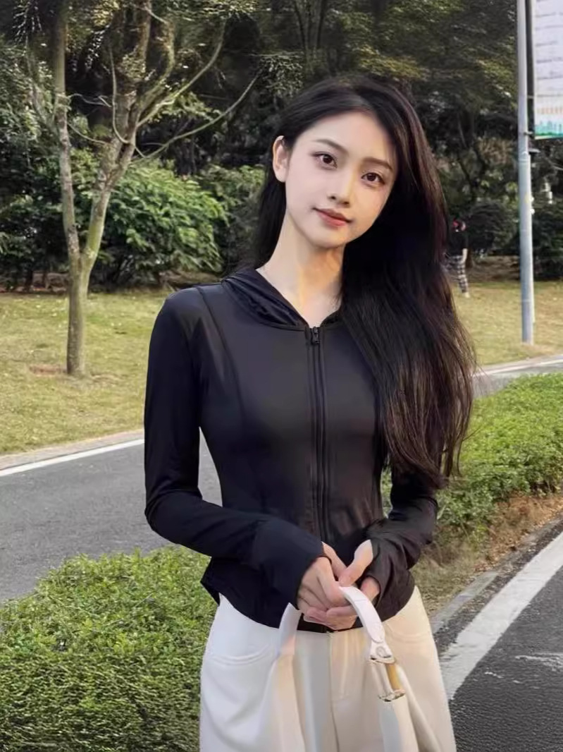 New yoga sun protection clothing for women Summer raw yarn slim-fit Ice Silk cool breathable UV protection sun protection clothing coat for women