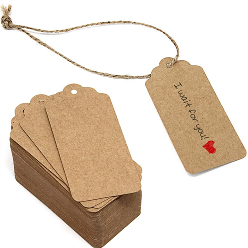 350g Blank Kraft Paper Tag Hanging Card Hemp Rope 10,000 White Card Black Card Bookmark Handmade Snack Label Sticker