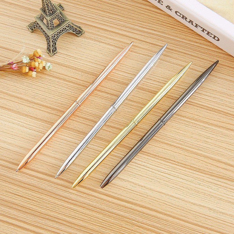 Factory wholesale in stock metal desk pen base hotel front desk pen base LOGO gold silver fixed base