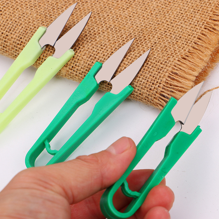 U-образные пластиковые пружинные ножницы для вышивания, ножницы для рыболовной лески, швейные ножницы, цветные мини-ножницы