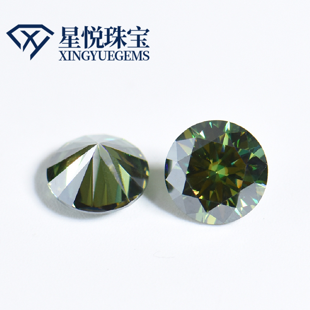 Фабрика Моиссанит темно-зеленый круглый восемь сердец и восемь стрелок огранка моиссанит голый камень VVS чистота оптовая цена