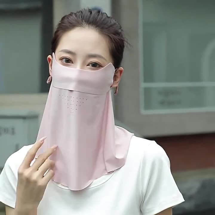 Seamless Sunscreen Mask to Cover Face, Women's Summer Neck Protection, All-In-One Anti-Uv Breathable Full Face Mask, Sunshade and Windproof