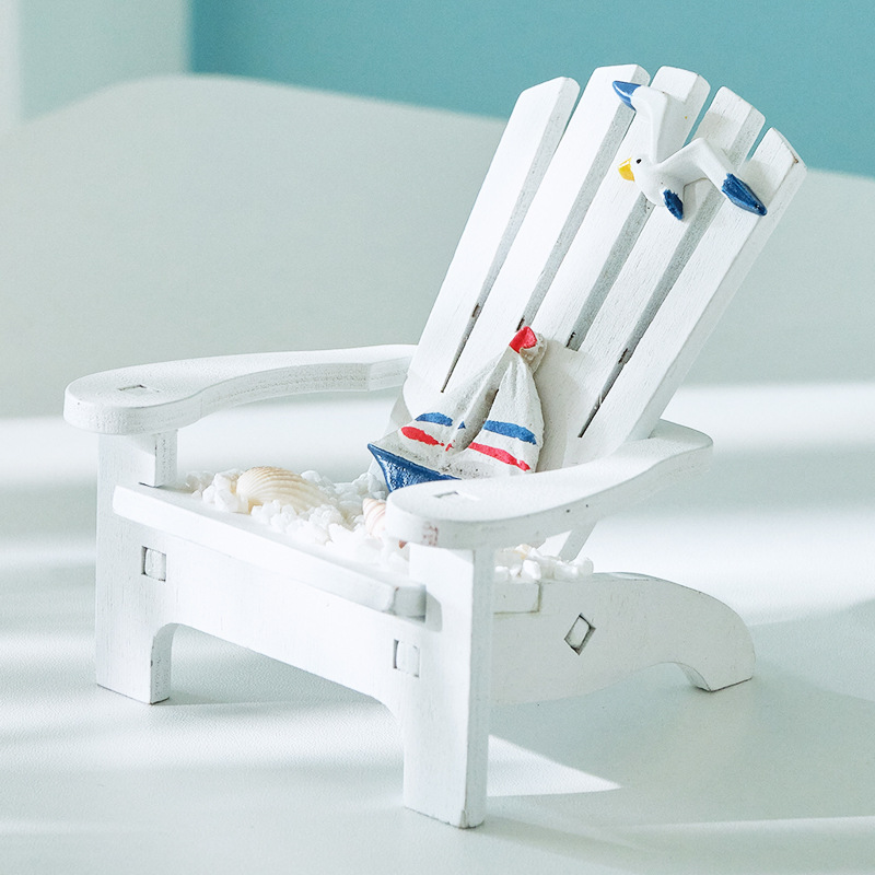 Cross-border Mediterranean Blue White Beach Chair Mini Decoration Desktop Ocean Home Micro Landscape Props Landscaping
