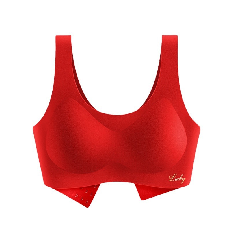 Back buckle fixed cup life red underwear women's wedding red big red bra vest bra wholesale