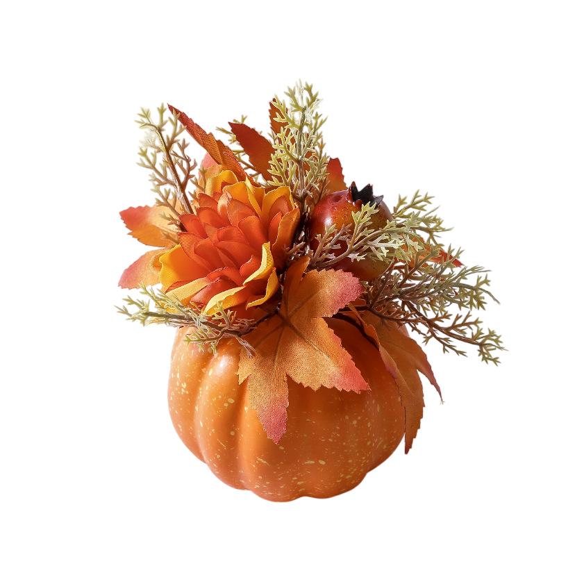 Cross-Border Thanksgiving Decorative Pumpkin Autumn Halloween Artificial Pumpkin Claw Chrysanthemum Artificial Flower Table Counter Decoration