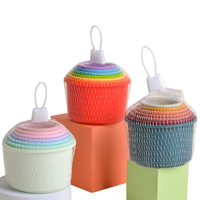 Cross-border Children's Round Rainbow Stack Children's Silicone Early Education Educational Toys Food Grade Silicone Stack Cup