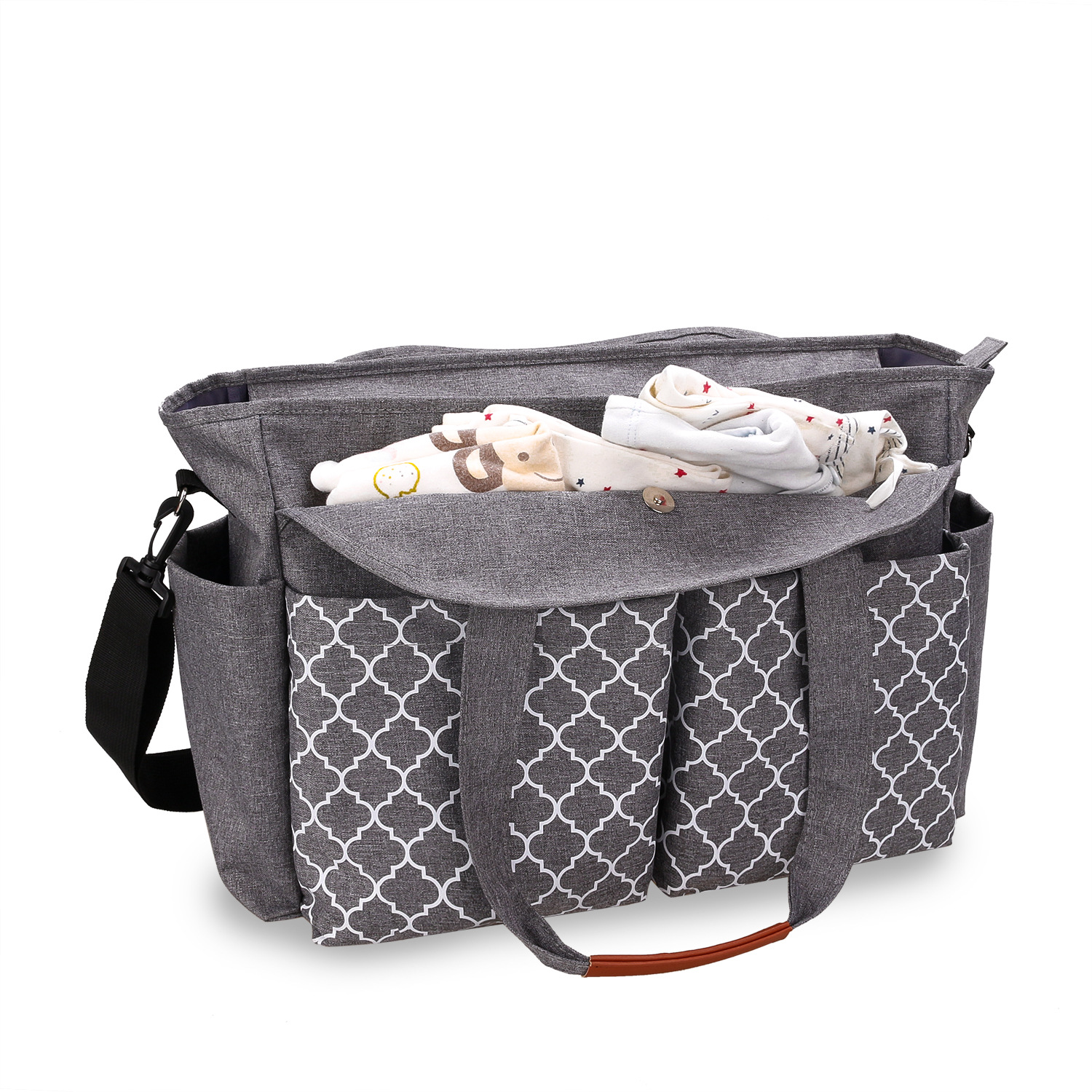 New Portable Shoulder Mommy Bag with Printed Geometric Pacifier Bag Mother and Baby Travel Outdoor Mommy Bag