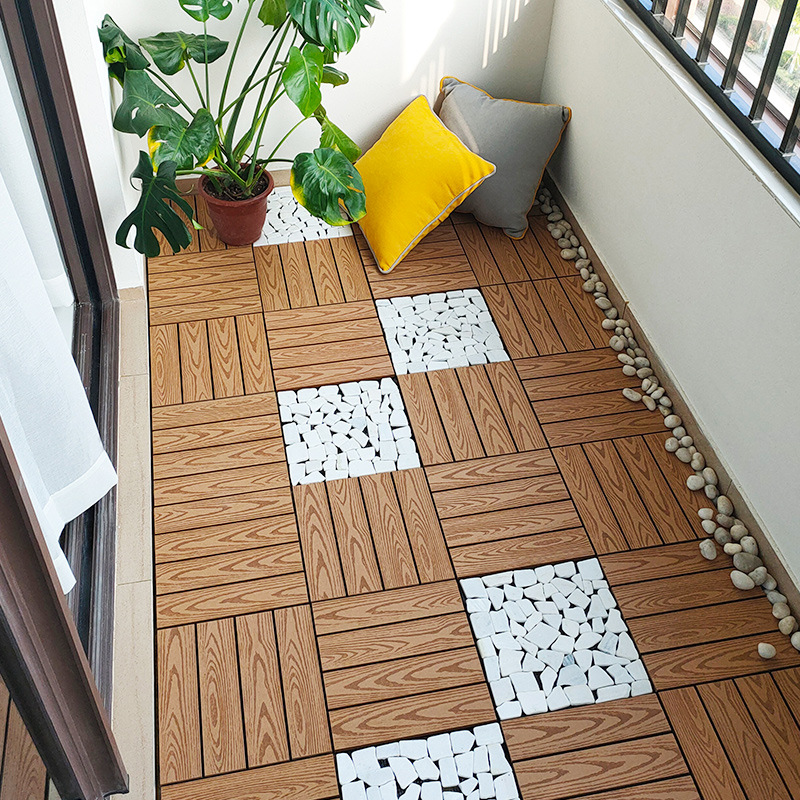 Outdoor Plastic Wood Splicing Floor Outdoor Garden Terrace Renovation Balcony Floor Self-Laying Wood Plastic Anti-Corrosion Wood Flooring