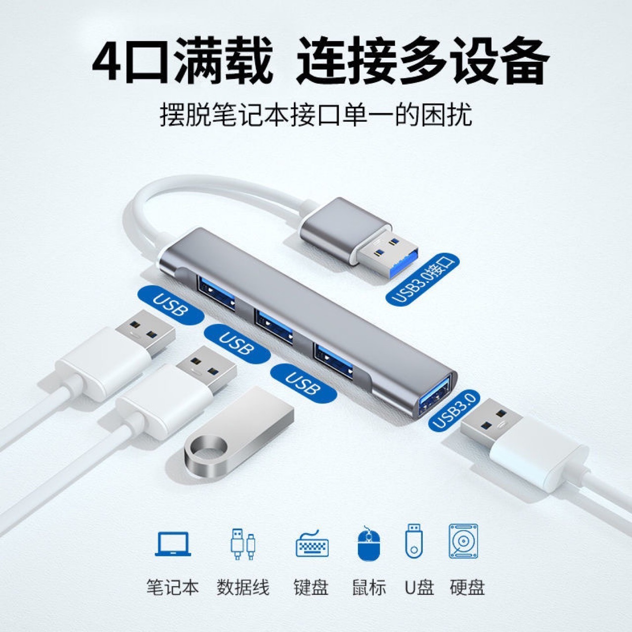 Two-In-One USB Docking Station 3.0Hub Multi-Function Splitter Custom Logo Four-In-One Type-C Docking Station