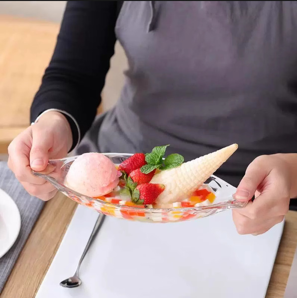 Wholesale Japanese Sashimi Ice Cream Cup Ice Cream Bowl Ice Cream Ball Dessert Plate Transparent Glass Banana Boat Fruit Plate