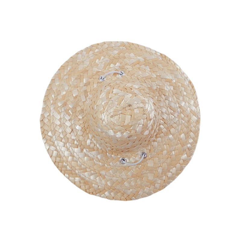 Pet Straw Hat Spring and Summer Straw Woven Mini Straw Hat Vintage Farmer Adjustable Graffiti DIY Decorative Straw Hat
