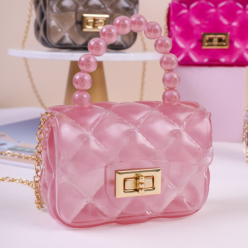 2024 New Women's Shoulder Bag Fashionable Pearl Chain Crossbody Bag Factory Ready Stock Portable Mini Jelly Bag
